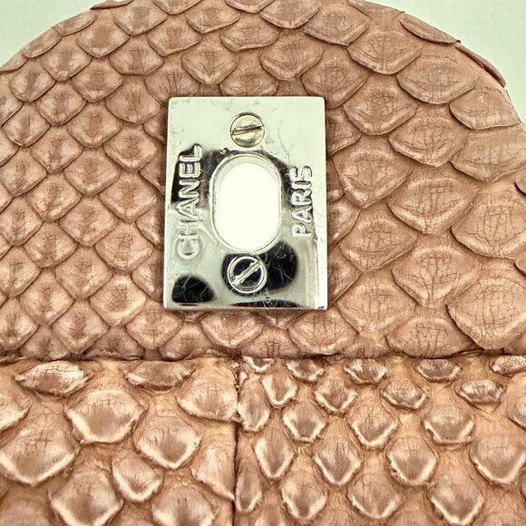 AUTHENTIC CHANEL 11A EXOTIC PYTHON JUMBO CLASSIC DOUBLE FLAP BAG BROWN - Picture 6 of 13